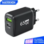 65W GaN fast charger with dual USB-C & USB-A ports