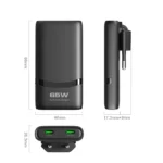 65W GaN USB-C dual port fast charger with foldable plug
