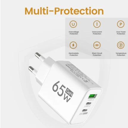 65W GaN multi-port USB-C fast wall charger