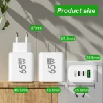 65W GaN multi-port USB-C fast wall charger