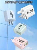 65W GaN USB-C Fast Charger Dual Port Compact Design