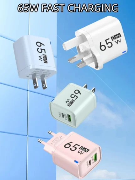 65W GaN USB-C Fast Charger Dual Port Compact Design