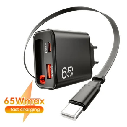 65W USB-C PD fast wall charger with multiple ports for devices