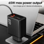 65W USB-C PD fast wall charger with multiple ports for devices