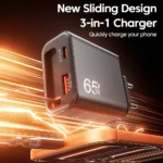 65W USB-C PD fast wall charger with multiple ports for devices