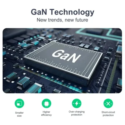 67W GaN USB-A wall charger with USB-C fast charging cable