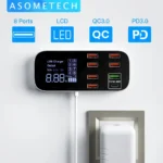 9-Port USB Fast Charging Station with Digital Display
