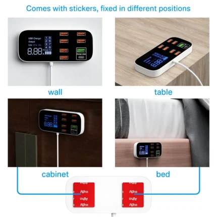 9-Port USB Fast Charging Station with Digital Display