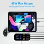 9-Port USB Fast Charging Station with Digital Display