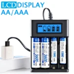 4-slot universal AA AAA Ni-MH battery charger with LCD