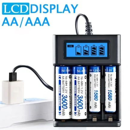 4-slot universal AA AAA Ni-MH battery charger with LCD