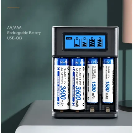 4-slot universal AA AAA Ni-MH battery charger with LCD