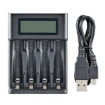 4-slot universal AA AAA Ni-MH battery charger with LCD