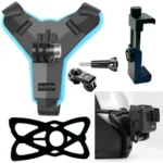 Action camera helmet chin mount kit with phone holder