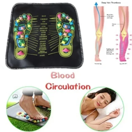 Acupressure reflexology foot mat with colorful massage points for circulation
