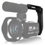 Adjustable camera cage rig with ergonomic handle and accessory mounts