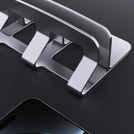 Adjustable dual vertical laptop stand with non-slip silicone pads