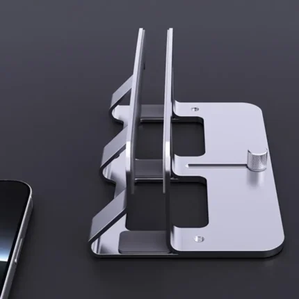Adjustable dual vertical laptop stand with non-slip silicone pads