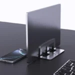 Adjustable dual vertical laptop stand with non-slip silicone pads
