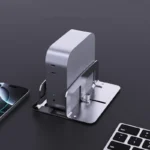 Adjustable dual vertical laptop stand with non-slip silicone pads