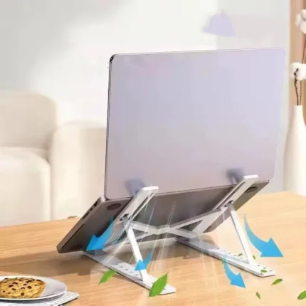 Adjustable foldable laptop stand for ergonomic comfort and cooling