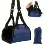 Adjustable padded portable foot hammock for desk and airplane travel