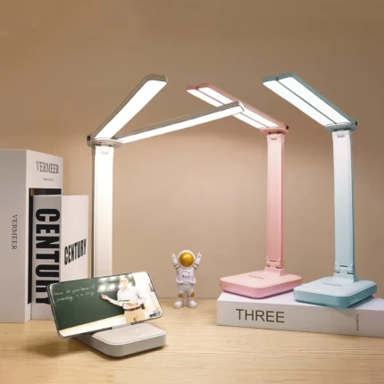 Adjustable LED desk lamp with stepless dimming and 3 color temperatures