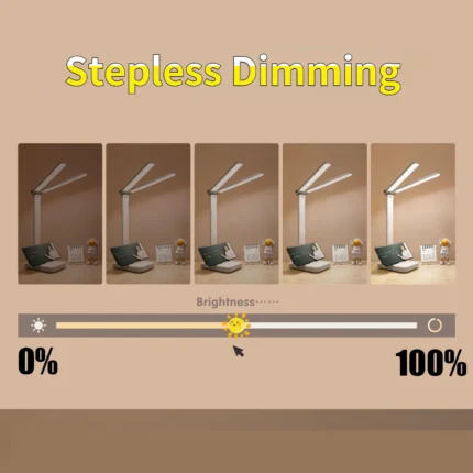Adjustable LED desk lamp with stepless dimming and 3 color temperatures