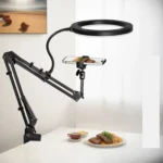 adjustable overhead phone mount with ring light for desk