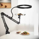 adjustable overhead phone mount with ring light for desk