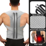 Adjustable posture corrector back brace with breathable mesh and alloy support