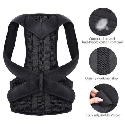 Adjustable posture corrector back brace with breathable mesh and alloy support