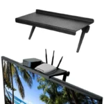 Adjustable screen top shelf for TV and monitor, carbon fiber texture