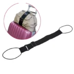 Black adjustable luggage strap for securing bags on suitcase handles