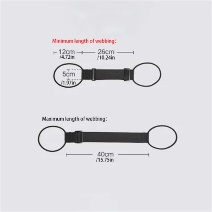 Black adjustable luggage strap for securing bags on suitcase handles