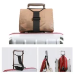Black adjustable luggage strap for securing bags on suitcase handles