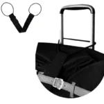 Black adjustable luggage strap for securing bags on suitcase handles