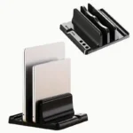 Adjustable vertical laptop and tablet stand with multiple slots