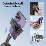 AI tracking phone holder with selfie stick tripod and RGB light