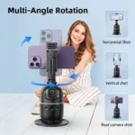 AI tracking phone holder with selfie stick tripod and RGB light