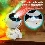 Astronaut Nebula Projector displaying galaxy and laser stars in a room.