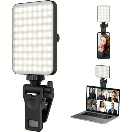Bi-Color Dimmable LED Video Light with Clip for Laptop and Phone