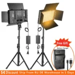 Dual Bi-Color LED Video Light Kit with Stands