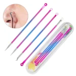 Multi-tip blemish extractor tool kit for blackhead and acne.