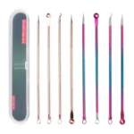 Multi-tip blemish extractor tool kit for blackhead and acne.