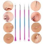 Multi-tip blemish extractor tool kit for blackhead and acne.