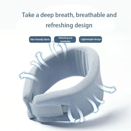 Soft grey cervical neck support brace with adjustable strap