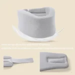 Soft grey cervical neck support brace with adjustable strap