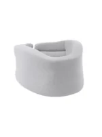 Soft grey cervical neck support brace with adjustable strap