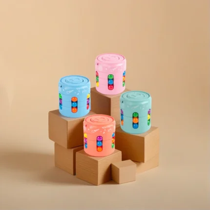 Can-shaped fidget bead puzzle toy with colorful beads